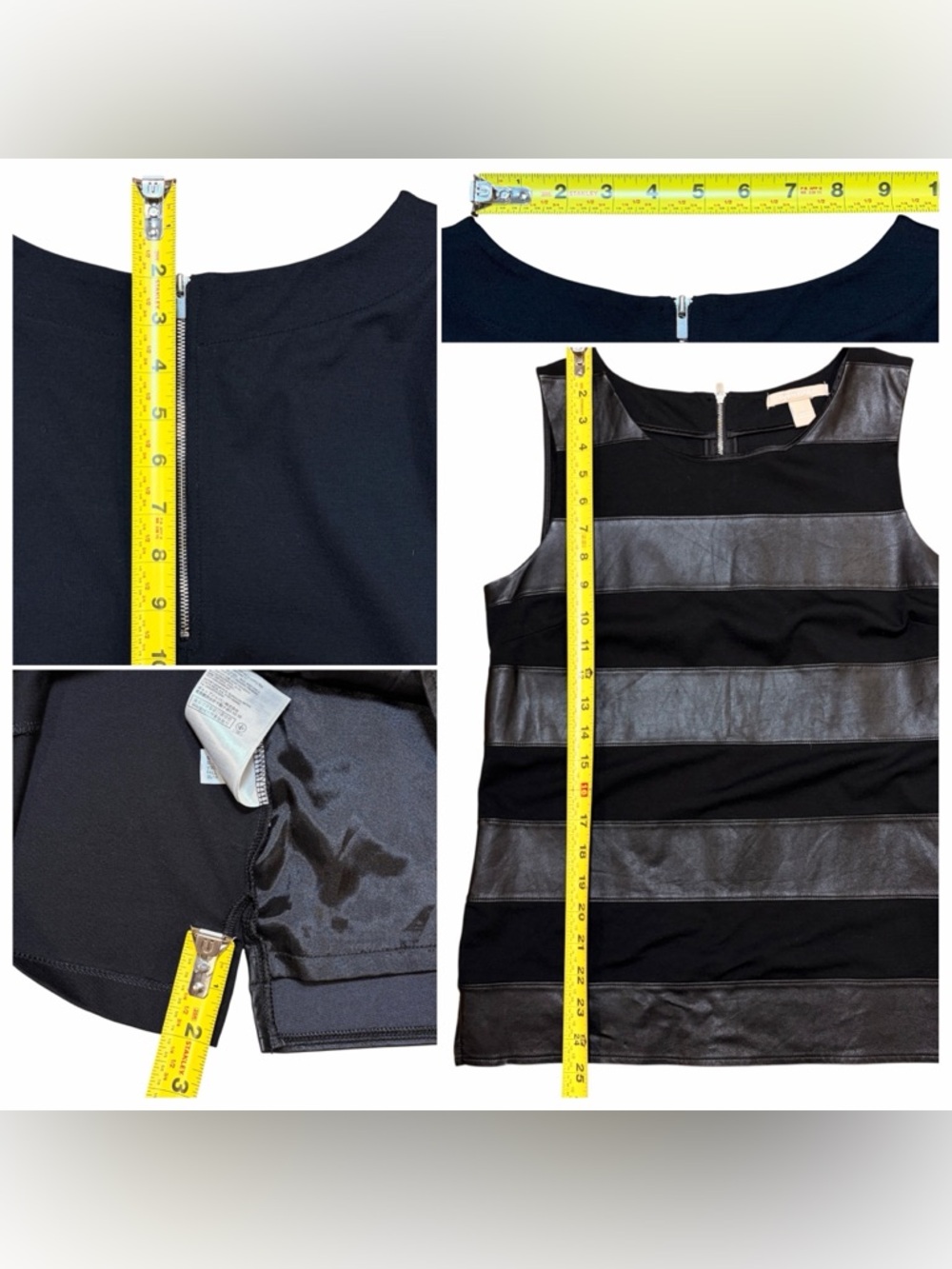 Faux Leather Stripe Ponte Shell Top - Picture 10 of 16